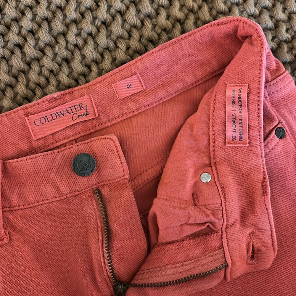 COLDWATER creek wondersoft knit denim, high rise, straight leg - size 4P